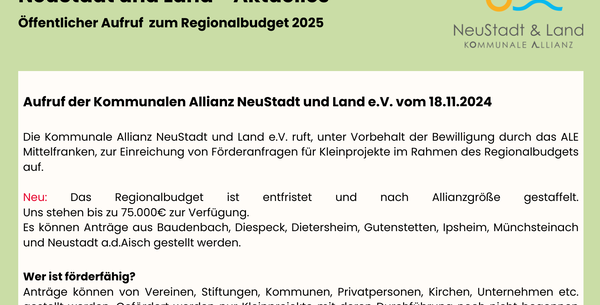 Aufruf zum Regionalbudget 2025